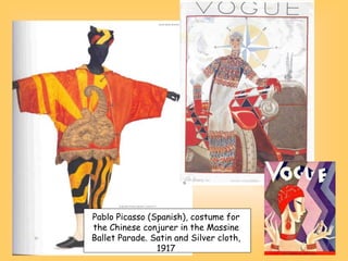 Pablo Picasso (Spanish), costume for
the Chinese conjurer in the Massine
Ballet Parade. Satin and Silver cloth,
1917
 