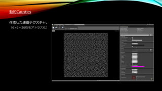 動的Caustics
作成した連番テクスチャ。
（6×6＝36枚をアトラス化）
 