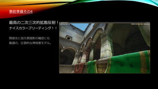 事前準備その4
最高の二次三次的拡散反射！
ナイスカラーブリーディング！！
間接光に加え間接影の確認にも
最適の、圧倒的な神背景モデル。
 