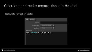 #UE4 | @UNREALENGINE
Calculate and make texture sheet in Houdini
Calculate refraction vector
 