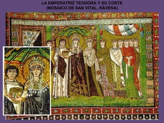 EL MOSAICO BIZANTINO     Se dice que el mosaico es el arte de crear pinturas, incrustando en cualquier tipo de material adherente como el cemento, mortero, etc. fragmentos de piedra, vidrio, cerámica o cualquier otro material de similares características.  La Musivaria es, por tanto, el arte del mosaico.MOSAICO DEL ÁBSIDE DE SAN  APOLINAR IN CLASSE