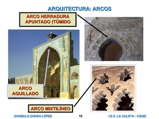 ARQUITECTURA: ARCOS ARCO AQUILLADO ARCO MIXTILÍNEO ARCO HERRADURA APUNTADO (TÚMIDO 