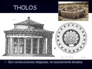 THOLOS Son construcciones religiosas, no exactamente templos 