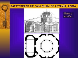 BAPTISTERIO DE SAN JUAN DE LETRÁN, ROMA. Planta y sección 