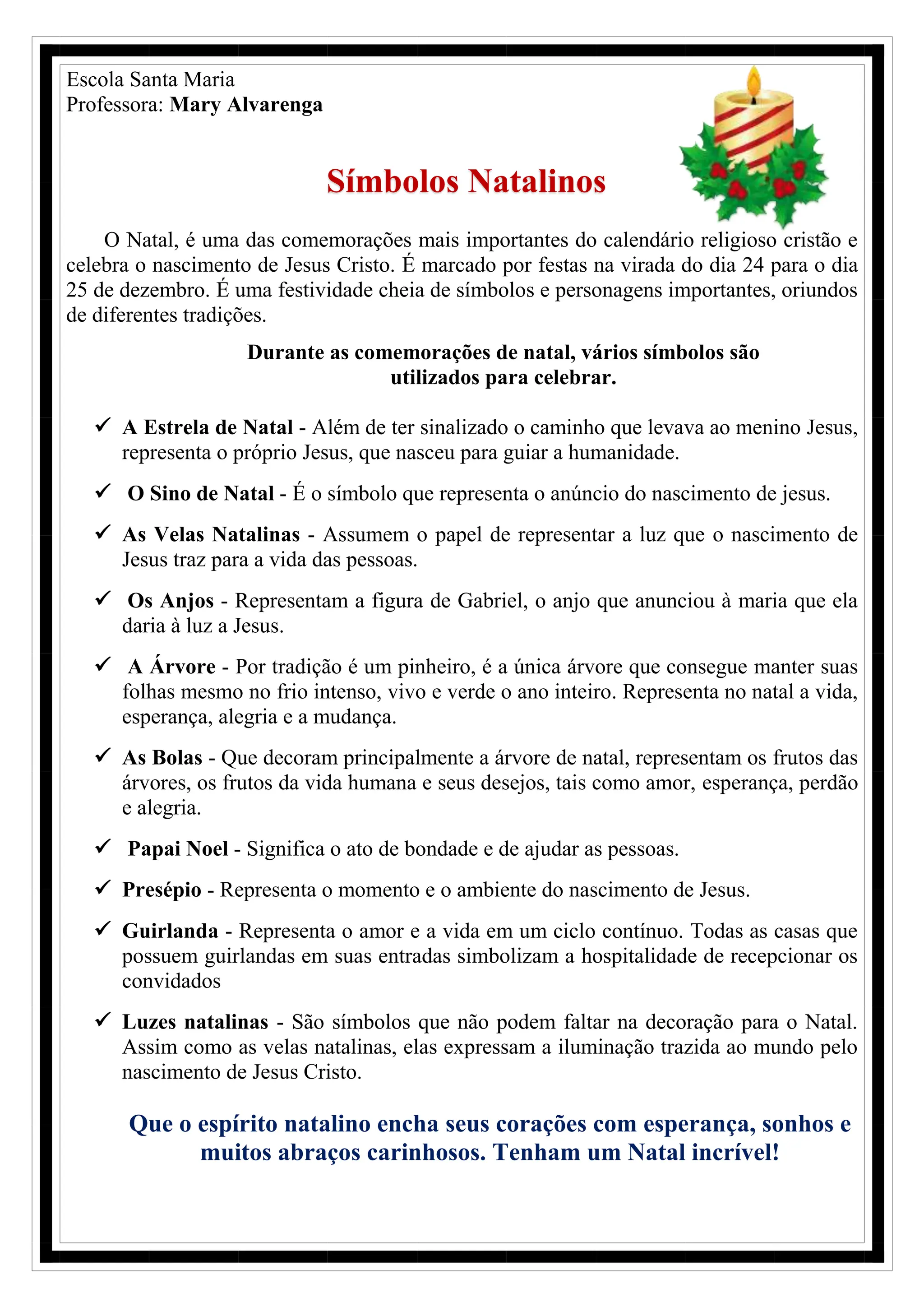 Os principais símbolos natalinos e seus significados | PDF