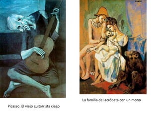 La familia del acróbata con un mono
Picasso. El viejo guitarrista ciego
 