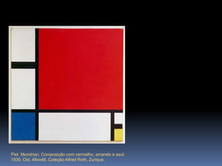 PietMondrian. Composição com vermelho, amarelo e azul. 1930. Ost. 48xx48. Coleção Alfred Roth, Zurique.