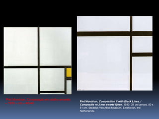 PietMondrian. Composition II with Black Lines. / Compositienr.2 metswartelijnen. 1930. Oiloncanvas. 50 x 51 cm. Stedelijk Van AbbeMuseum, Eindhoven, theNetherlands.PietMondrian. Composição em atalho amarelo – 1930 – ost – 46x46