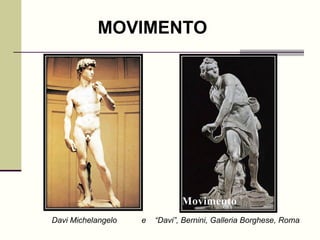 MOVIMENTO Davi Michelangelo  e  “Davi”, Bernini, Galleria Borghese, Roma 