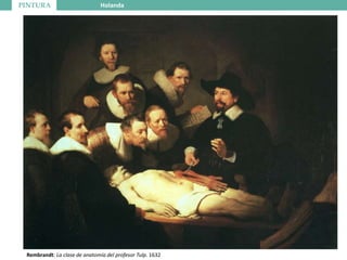 PINTURA Holanda
Rembrandt: La clase de anatomía del profesor Tulp. 1632
 