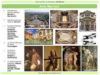 Historia del Arte: (2º Bachillerato). Arte Barroco.
Http://javier2pm-arte.blogspot.com.es
●
Arquitectura
barroca italiana:...