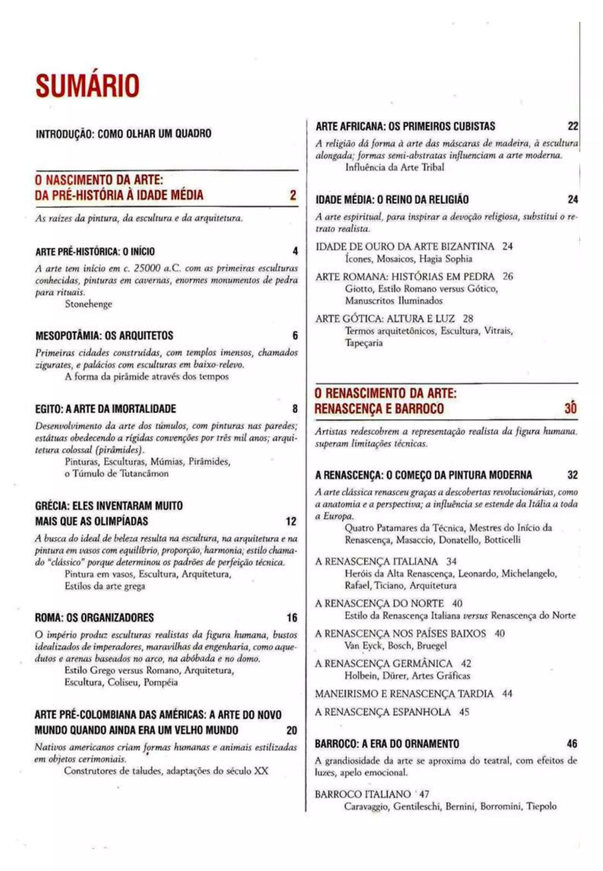 Arte comentada, da pré história ao pós-moderno