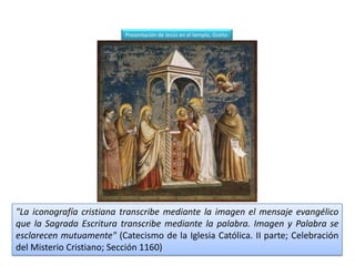 Presentación de Jesús en el templo, Giotto




"La iconografía cristiana transcribe mediante la imagen el mensaje evangélico
que la Sagrada Escritura transcribe mediante la palabra. Imagen y Palabra se
esclarecen mutuamente" (Catecismo de la Iglesia Católica. II parte; Celebración
del Misterio Cristiano; Sección 1160)
 