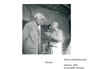 Picasso and Braque and
Penrose
          Vallauris, 1954
          © Lee Miller Archives
 