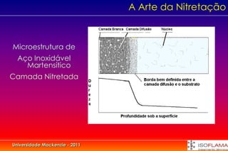 A Arte da Nitretação



Microestrutura de
  Aço Inoxidável
    Martensítico
Camada Nitretada




Universidade Mackenzie - 2011
 
