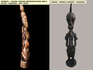NIGÉRIA – FIGURA YORUBÁ REPRESENTANDO MÃE E FILHO – MADEIRA – SÉC. XVIII CONGO - BONECO SONGYE – MADEIRA . 