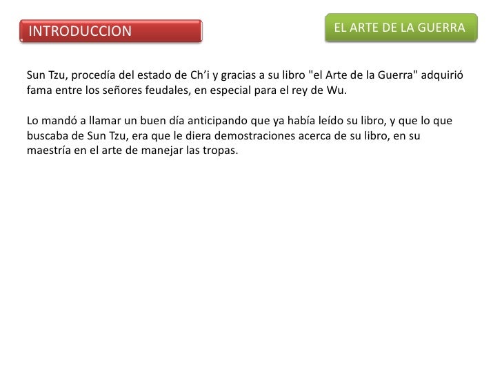 Introduccion Sobre El Libro El Arte De La Guerra - Almacenamiento De