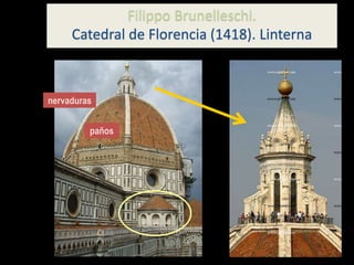 nervaduras
paños
Filippo Brunelleschi.
Catedral de Florencia (1418). Linterna
 