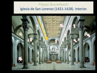 Filippo Brunelleschi
Iglesia de San Lorenzo (1421-1428). Interior.
 