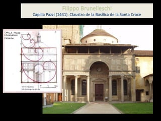 Filippo Brunelleschi
Capilla Pazzi (1441). Claustro de la Basílica de la Santa Croce
 