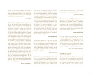 tion like any other. I believe only those with stability in   When the first contact happened between Arte Des-             leave the hospital feeling victorious to carry on with
every respect will survive, and that includes conveying a     pertar and the institution, I was called in as chair of       the rest of their lives as competent citizens.
sense of credibility to the market. (...) We knew we had      the Humanization Committee. And I can genuinely
to offer better conditions for partners to work with us,      say it was a tender relationship that led to engage-                                           Antonio Sérgio Petrilli
both physically and administratively.                         ment and marriage and is still working really well right
                                                              now. We immediately identified with their values and
                                            Telma Sobolh      vision. So we met on common ground and then we                The partnership between De Goeye Advogados Asso-
                                                              held a number of meetings for mutual introduction.            ciados and Arte Despertar began some time ago. Its
                                                              The Association showed us what they wanted to do              starting-point was friendship. During a get-together
While I was head of JP Morgan Brazil, the vision I had        here. The committee obtained authorization from               they told me about the work they were doing and it
was that our institution would support initiatives and        our superiors. The people brought in by the Asso-             sounded great to me. Very well organized and serious. I
projects in which our employees could participate ac-         ciation were very good and it presented us with a             got interested in the cause and decided I should devote
tively, so that they could have an experience I believe to    timetable that was relatively easy to implement in our        some time to pro bono legal work, a form of volun-
be extremely important — realizing that we’re all part        units. Directors of units were also asked to authorize        teering in which you provide fully professional legal
of society, that we have to help the people who need          the activities. Since then we’ve met regularly, every         services without charging any fees.
help, and that helping people participate more in soci-       month, with me and with a person representing the
ety isn’t just a matter of making donations. It’s making      place where the Association carries out its activities.                                       Enrique De Goeye Neto
an effort to understand the challenges faced by the           This has worked out very well.
organizations that set out to create value in the social
sense, participating actively in that context, and mak-                                           Wilze Laura Bruscato      I find the projects very interesting and effective,
ing sure their participation produces results. We also                                                                      as evidenced by the results and by the acceptance
had another goal, which was to enable the employees of                                                                      of partners and sponsors. The response of the or-
the institution, in this case JP Morgan, to identify with     Arte Despertar got going just as the debate about hos-        ganizations that have opened their doors to Arte
organizations responsible for projects by sharing their       pital humanization was starting. That’s over ten years        Despertar’s activities and its beneficiaries shows how
work. Nothing could do that better than the kind of           ago. Their proposal dates from that period, when there        much it helps and is useful to human beings. Indeed,
work Arte Despertar was then doing, especially hospital       was very little of that kind of thing. (...) At the time we   Arte Despertar has been working in some hospitals
humanization, to enable our employees to experience           had a group here at Hospital das Clínicas that was sup-       for years. That proves how effective its work is.
directly what happens when people work together to            posed to help patients with basic necessities. No one
improve living conditions not just in hospitals but for       was thinking more broadly about patient needs, espe-                               Lúcio de Castro Andrade Filho
the needy in general. This produced fantastic results at      cially those of children.
the organizational level. There was a lot of talk about
how to organize the voluntary work done by employ-                                                   Célia Yukiko Osato
ees over the weekend, in the evenings, the songs they                                                                       SUSTAINABILITY
sang, they drawings they produced, and all this cre-
ated throughout the institution, JP Morgan, a sense of        We hope the partnership with Arte Despertar contin-           Things are a lot better now than they were ten years
pride that people were doing something that had an            ues. We’re very interested in sharing this space here         ago, in my view. The learning curve is a valuable
important effect on the lives of other human beings,          with a project that has been highly successful. I’d like      reality. There are very good projects to look at. I
particularly people who were sick.                            to take the opportunity to express thanks for all the         also think business organizations are more aware
                                                              hard work and collaboration. We’re trying to do com-          that they need to get involved somehow. This is
                                 Patrick Charles Morin Jr.    plementary things, healing children and helping them          one of the best lessons learned. They’ve made sig-




                                                                                                                                                                                       50 I 51
 
