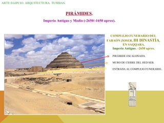 ARTE EGIPCIO. ARQUITECTURA. TUMBAS. PIRÁMIDES . Imperio Antiguo y Medio (-2650/-1650 aprox). COMPLEJO FUNERARIO DEL  FARAÓN ZOSER,  III DINASTÍA ,  EN SAQQARA. Imperio Antiguo . –2650 aprox. PIRÁMIDE ESCALONADA. MURO DE CIERRE DEL HED SEB. ENTRADA AL COMPLEJO FUNERARIO.. 