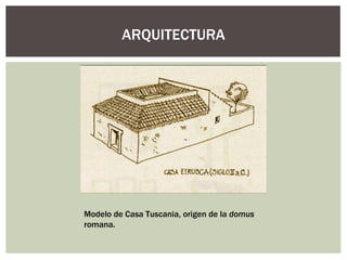 ARQUITECTURA




Modelo de Casa Tuscania, origen de la domus
romana.
 