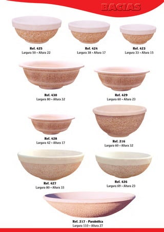 Ref. 425
Largura 50 . Altura 22

Ref. 424
Largura 38 . Altura 17

Ref. 430
Largura 80 . Altura 32

Ref. 423
Largura 33 . Altura 15

Ref. 429
Largura 60 . Altura 23

Ref. 428
Largura 42 . Altura 17

Ref. 216
Largura 60 . Altura 32

Ref. 426
Largura 69 . Altura 23

Ref. 427
Largura 80 . Altura 33

Ref. 217 - Parabólica
Largura 110 . Altura 27

 