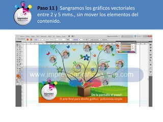 Paso 11 )  Sangramos los gráficos vectoriales entre 2 y 5 mms., sin mover los elementos del contenido.