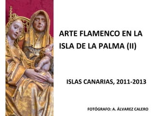 ARTE FLAMENCO EN LA
ISLA DE LA PALMA (II)
ISLAS CANARIAS, 2011-2013
FOTÓGRAFO: A. ÁLVAREZ CALERO
 
