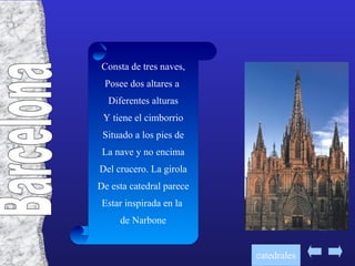 Siglo XII París Notre-dame de paris Comenzada en el 1513 y Finalizada en el siglo XII, consta de cinco Naves separadas por Grandes columnas. Posee grandes rosetones Y una fachada con triple Pórtico. Se caracteriza Porque lastorres no Terminan en forma puntiaguda.  catedrales 