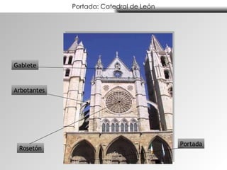 Portada: Catedral de León Rosetón Gablete Portada Arbotantes 