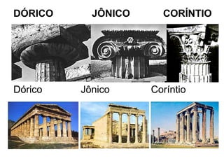 DÓRICO JÔNICO CORÍNTIO
Dórico Jônico Coríntio
 