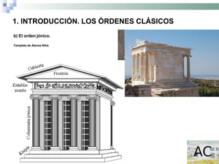 1. INTRODUCCIÓN. LOS ÓRDENES CLÁSICOS
b) El orden jónico.
Templete de Atenea Niké.
 