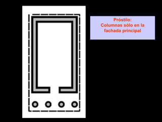 Próstilo:
Columnas sólo en la
fachada principal
 