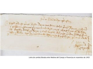 Letra de cambio librada entre Medina del Campo e Florencia en novembro de 1453
 