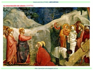 Historia del Arte (2º BCS): ARTE GÓTICO
Http://javier2pm-arte.blogspot.com.es
La resurrección de Lázaro (GIOTTO)
 