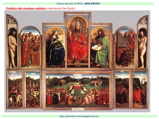 Historia del Arte (2º BCS): ARTE GÓTICO
Http://javier2pm-arte.blogspot.com.es
Tríptico del cordero místico (hermanos Van Eyck)
 