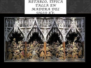 RETABLO, TIPICA TALLA EN MADERA DEL SIGLO XV, CATEDRAL DE AMIENS, FRANCIA. 