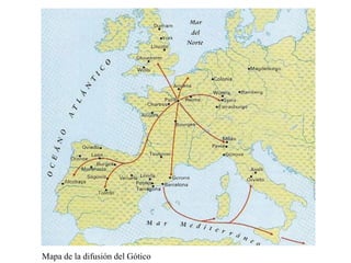 Mapa de la difusión del Gótico
 