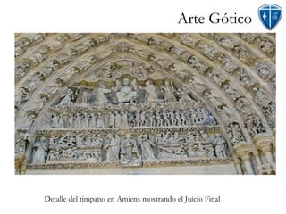 Detalle del tímpano en Amiens mostrando el Juicio Final Arte Gótico 