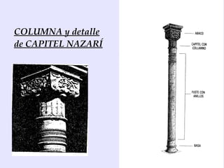 COLUMNA y detalle
de CAPITEL NAZARÍ
 
