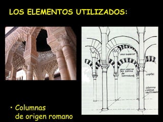 LOS ELEMENTOS UTILIZADOS:

• Columnas
de origen romano

 
