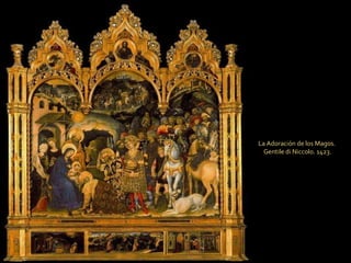 La Adoración de los Magos.  Gentile di Niccolo. 1423. 