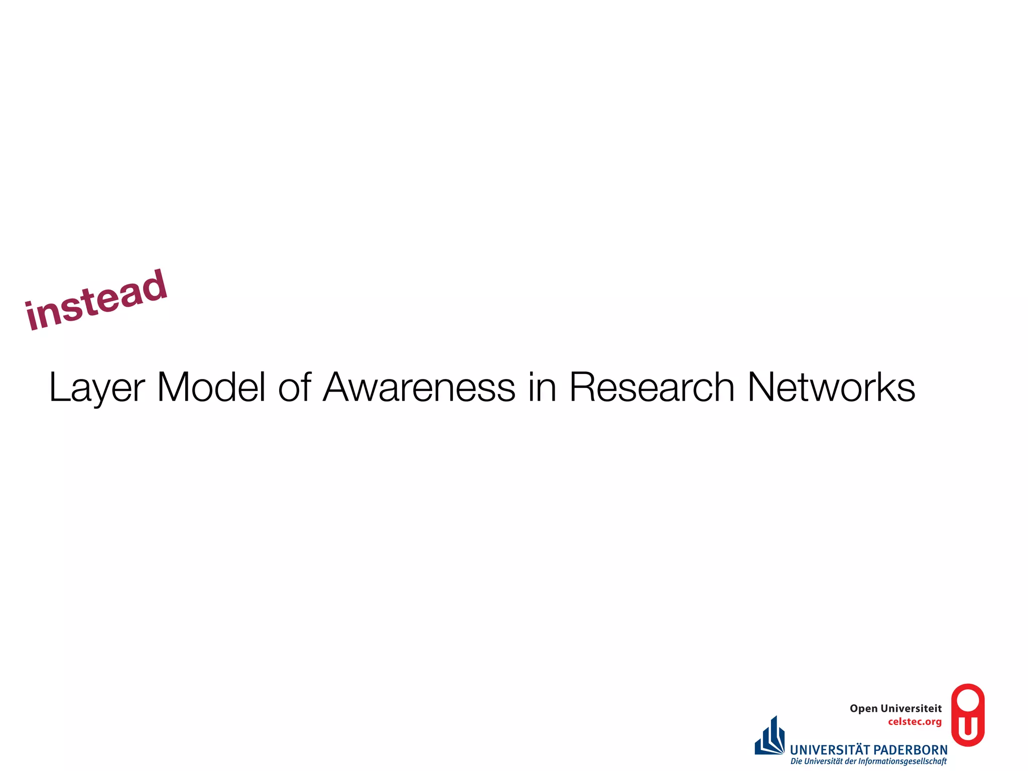 i nst ead

 Layer Model of Awareness in Research Networks
 