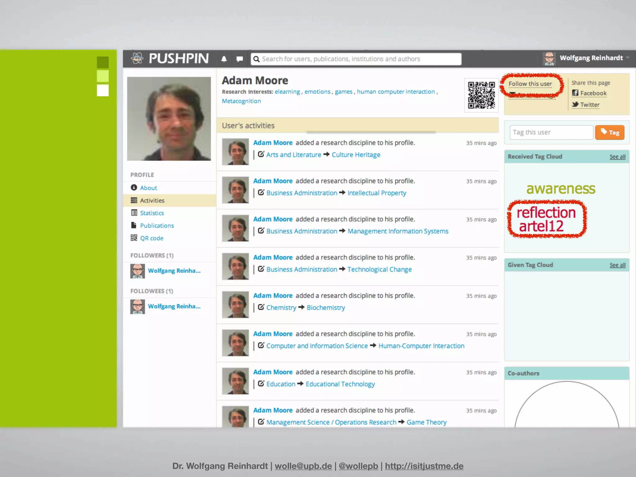 Dr. Wolfgang Reinhardt | wolle@upb.de | @wollepb | http://isitjustme.de
 