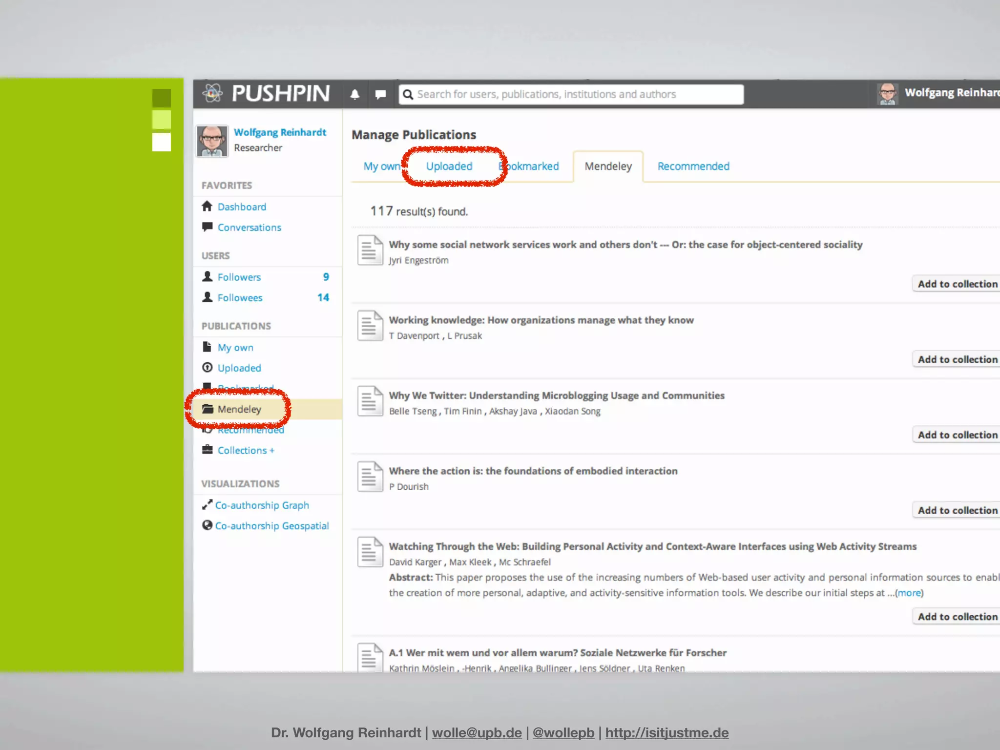 Dr. Wolfgang Reinhardt | wolle@upb.de | @wollepb | http://isitjustme.de
 