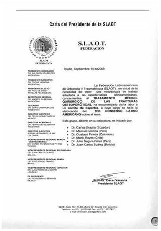 Carta del Presidente de la SLAOT




                                   5
 
