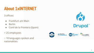 3
About 1xINTERNET
3 offices:
● Frankfurt am Main
● Berlin
● Conil de la Frontera (Spain)
> 25 employees
~ 10 languages spoken and
nationalities
 