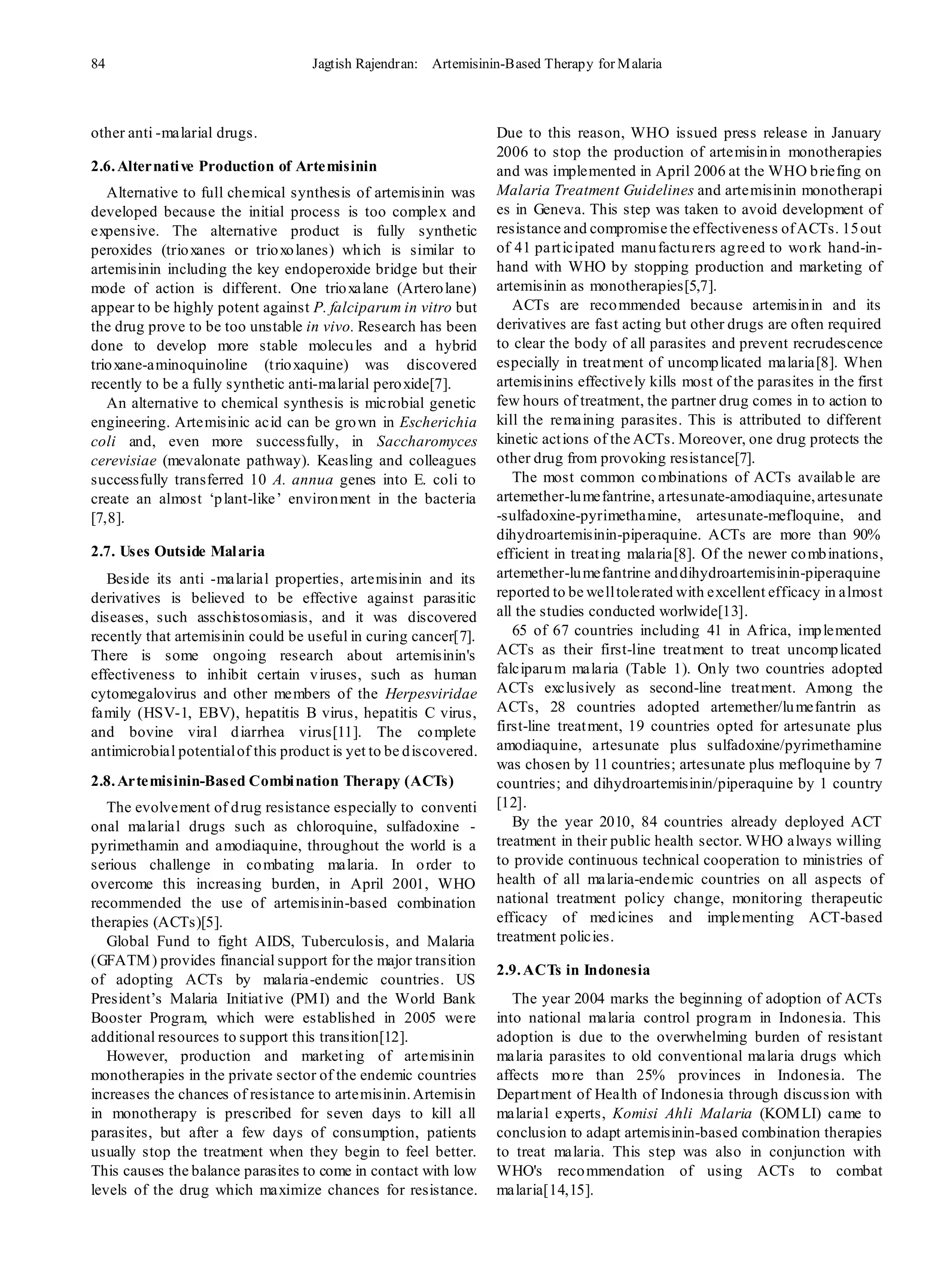 Artemisinin based therapy for malaria | PDF | Infectious Diseases ...